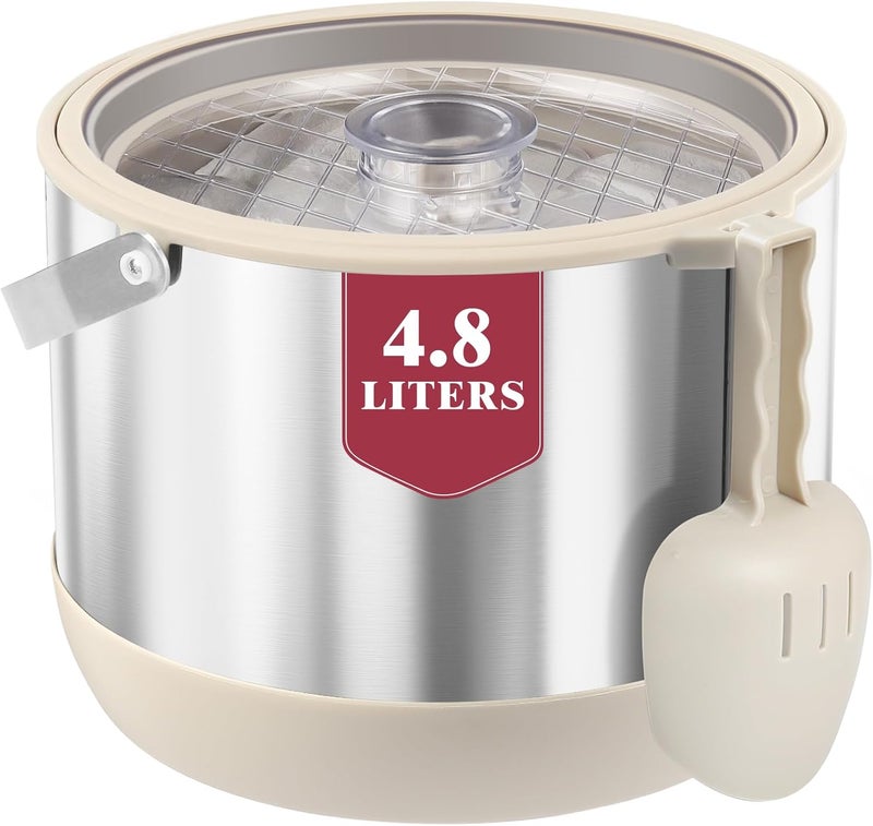 Five Home 5QT/4.8L Insulated Ice Bucket for Parties, Large Capacity Double-Wall Beverage Bucket with Scoop & Lid for Champagne, Wine, Cocktail (White) - Image 1